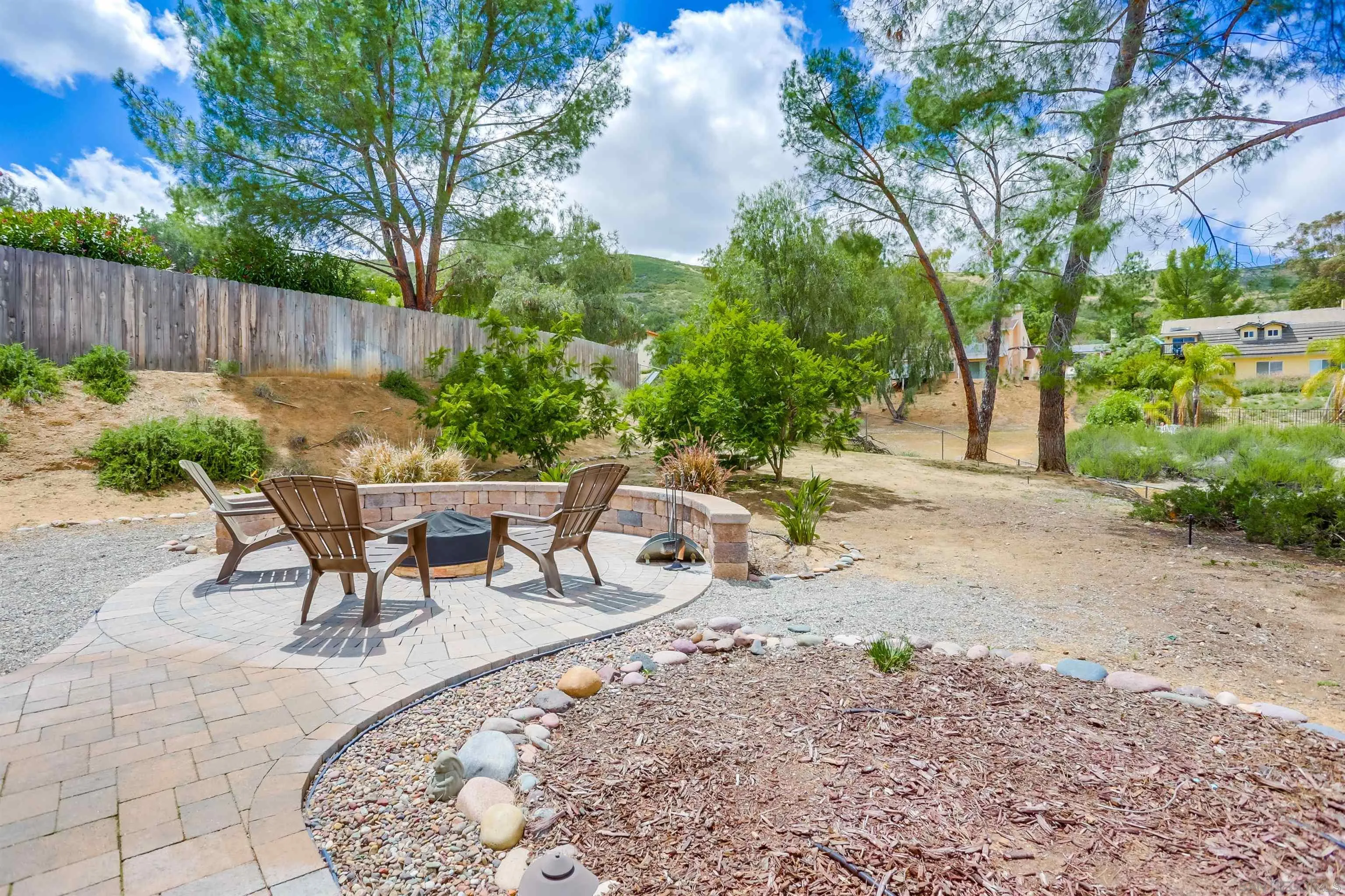 23409 Everett Place Ramona, CA 92065 - Photo 21 of 29 a view of a backyard with a sitting area and furniture