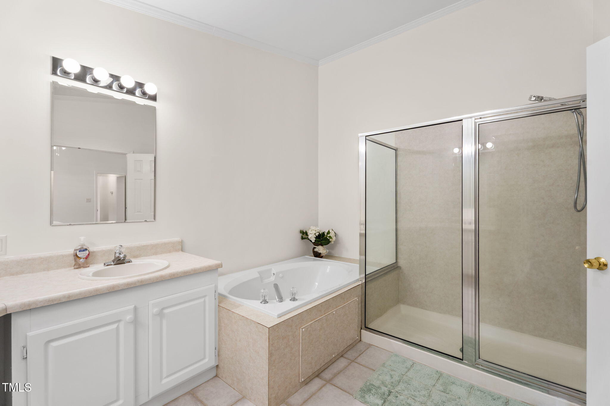 1855 Bullocksville Park Road Manson, NC 27553 - Photo 19 of 46 a bathroom with a bathtub a sink a mirror a vanity and shower