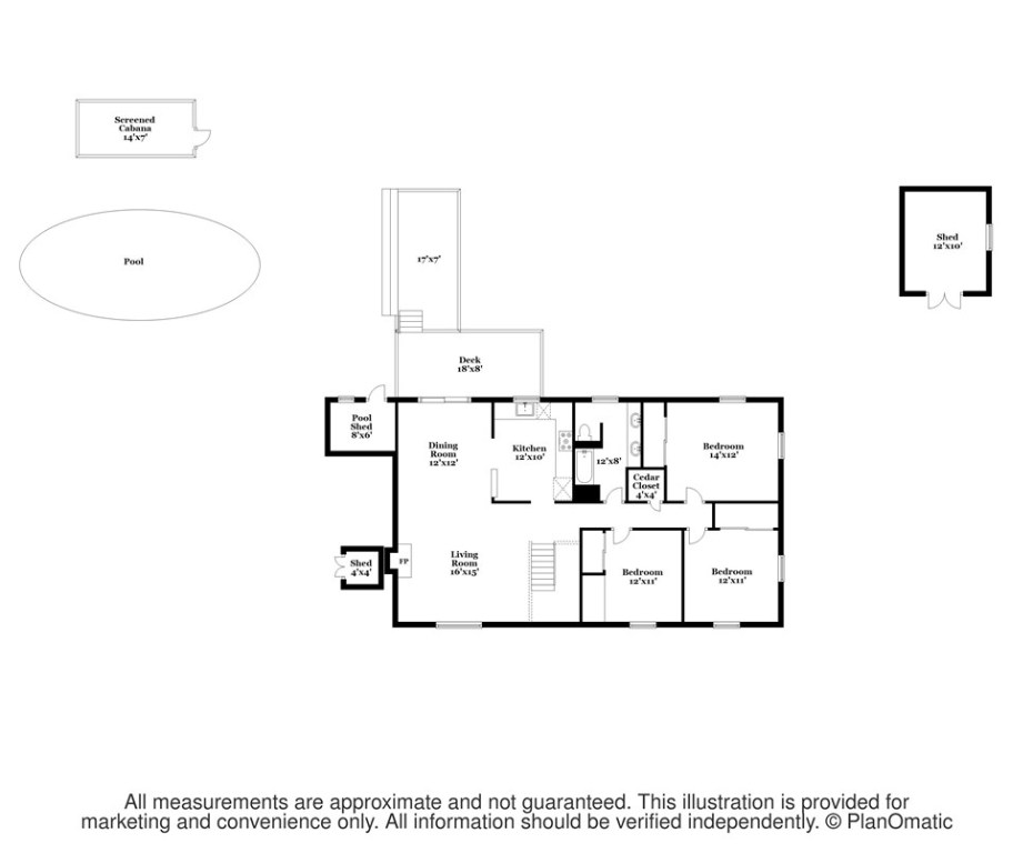 46 Indian Hill Road Tiverton, RI 02878 - Photo 21 of 21 Main living area floor plan. Also showing outdoors with pool, deck, porch and outdoor storage site.