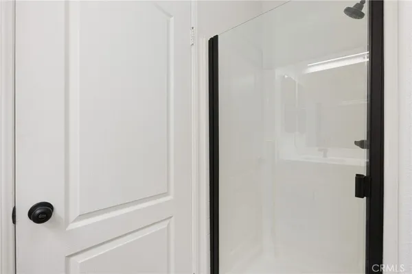 a view of an empty walk in closet