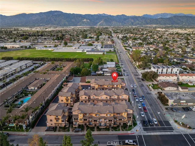 a view of city and mountain