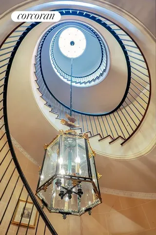 an aerial view of a swimming pool