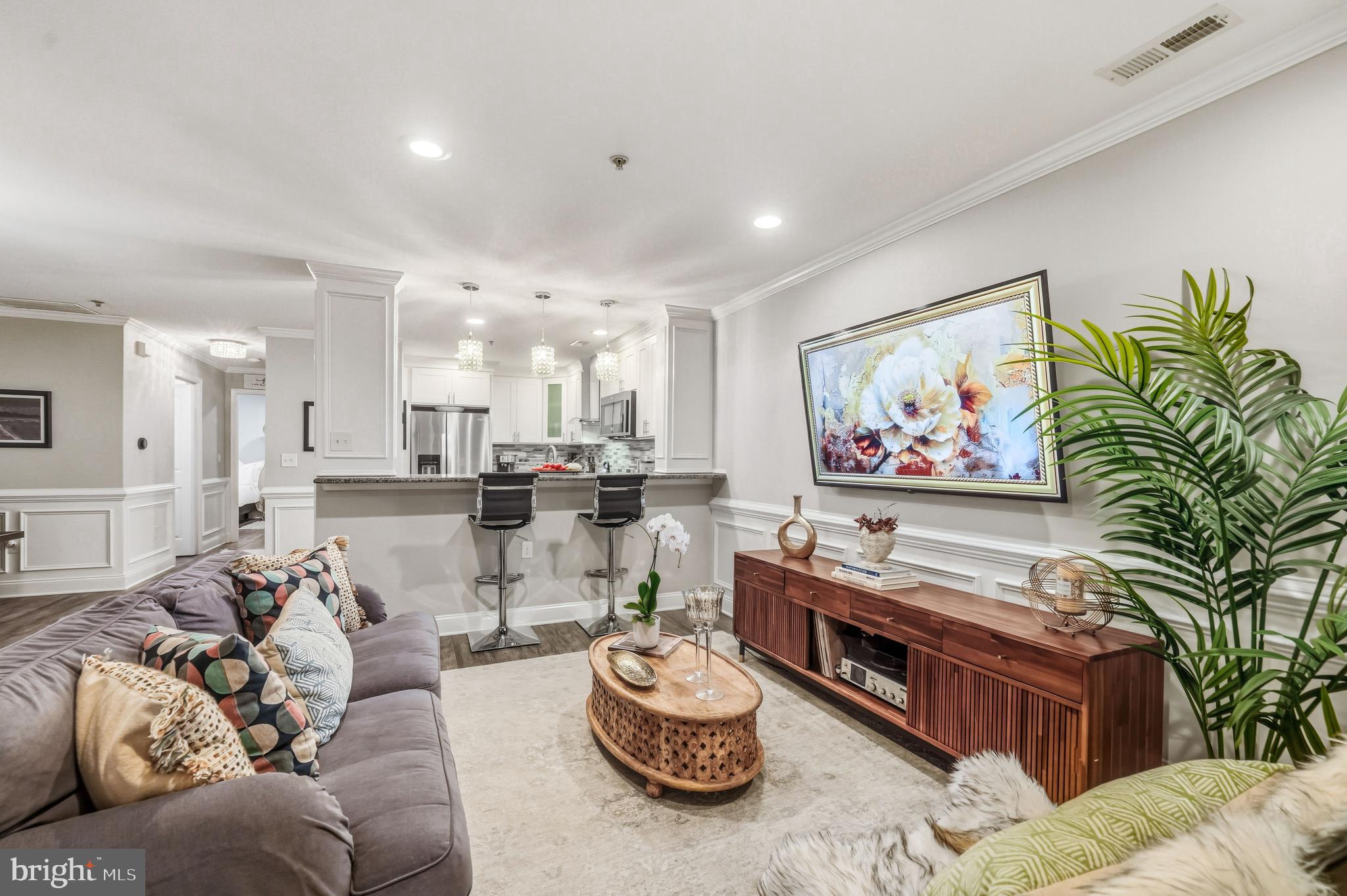 a living room with furniture and a couch