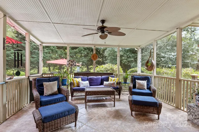 a outdoor living space with furniture and garden view