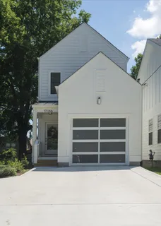 a white building with a outdoor space