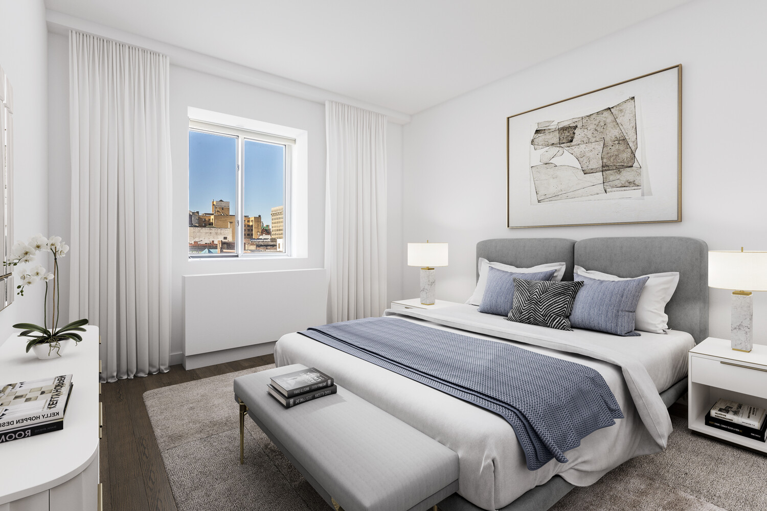 2279 3rd Avenue, Unit 4A Manhattan, NY 10035 - Photo 3 of 8 a bedroom with bed and a painting on the wall