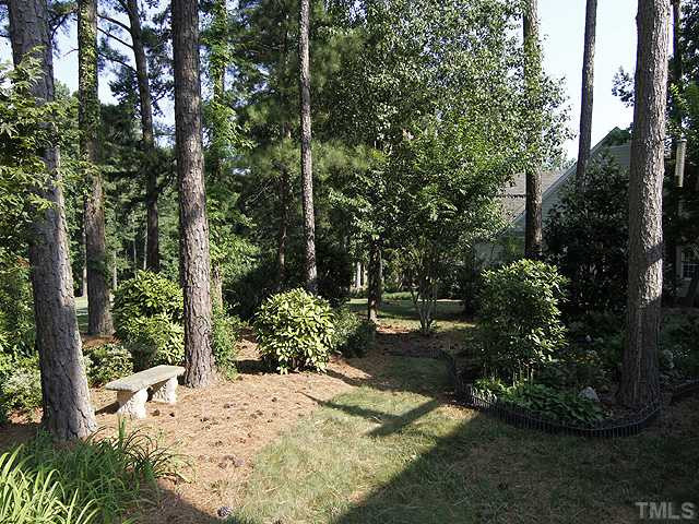 2964 Tillinghast Trail Raleigh, NC 27613 - Photo 18 of 23 View from the side backyard. HOA does yard maintenance of homeowner's yard - mowing,edging,blowing,aerating,pine straw, maintaining shrubs. View