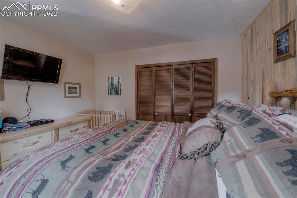 176 Cheyenne Road Alma, CO 80420 - Photo 24 of 50 a bed room with a bed a television and a window