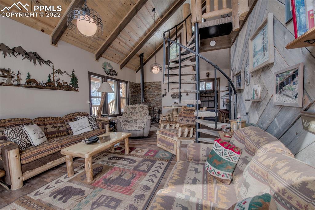 176 Cheyenne Road Alma, CO 80420 - Photo 9 of 50 a living room with furniture and a fireplace