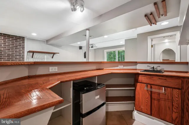 a room with a fireplace