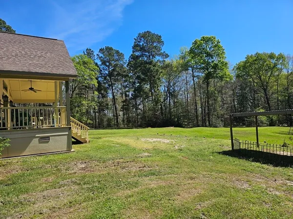 a view of a park with a slide