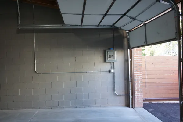 a view of outdoor space and garage