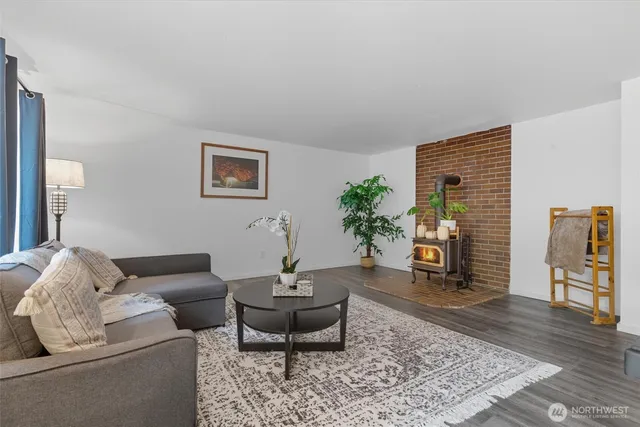a living room with furniture and a couch