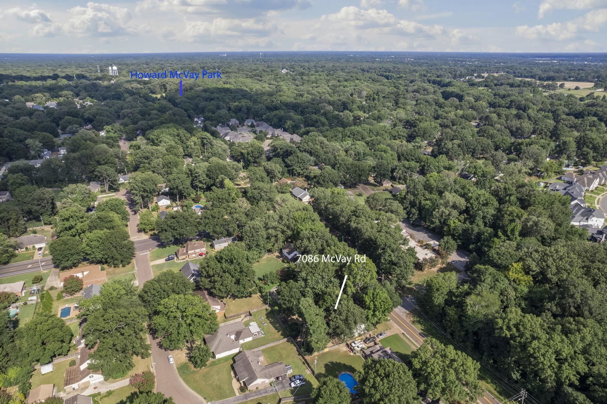 7086 McVay Road Germantown, TN 38138 - Photo 21 of 40 Aerial overview of property's location featuring nearby suburban area and Howard Mcvay Park