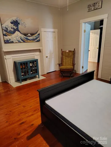 a living room with a fireplace