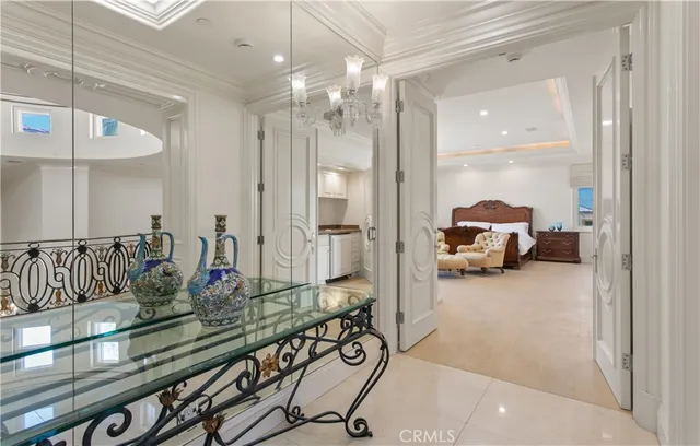 a view of a balcony and dining room