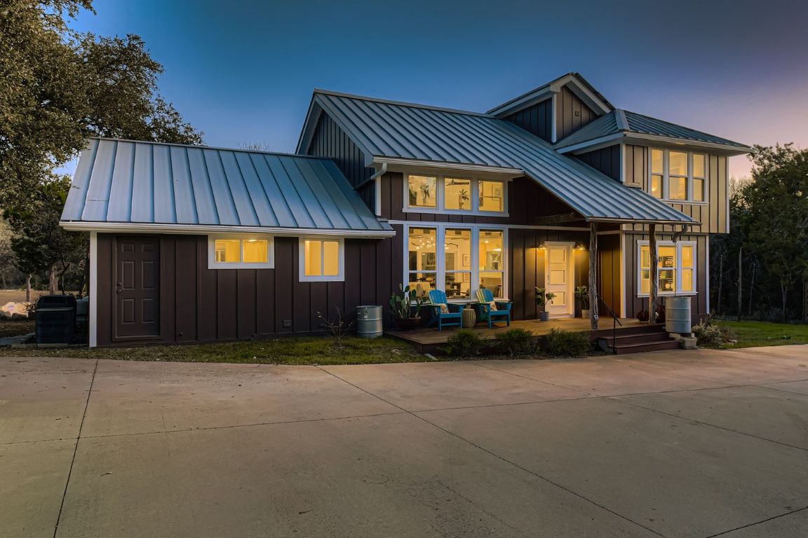 Front view of home from circular driveway