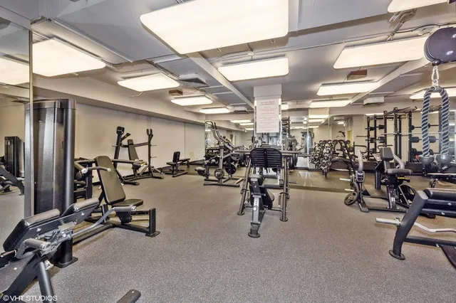 a room with gym equipment