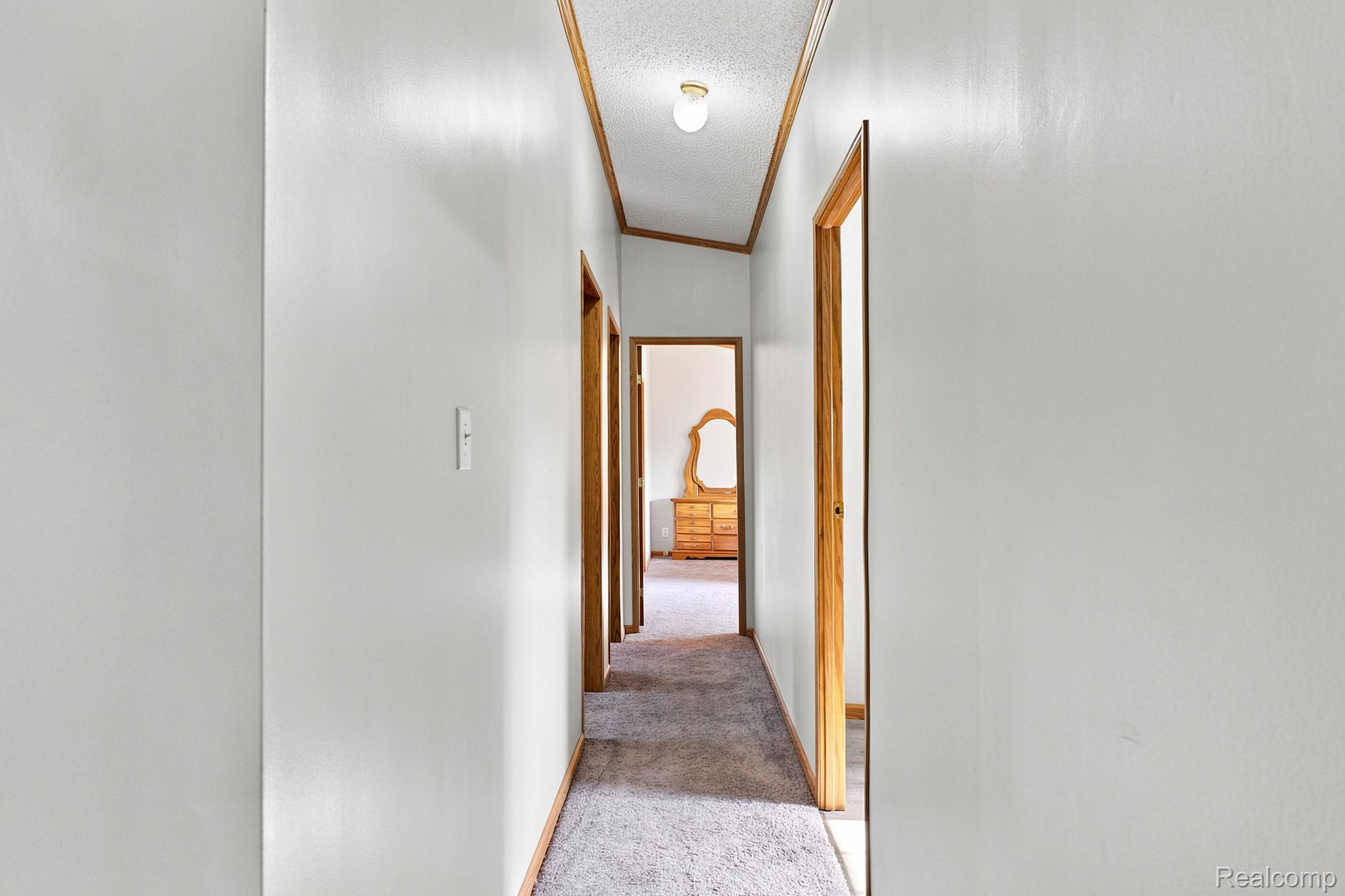 2390 Lakeshore Road Applegate, MI 48401 - Photo 64 of 97 Hallway with carpet flooring, light wall paint, and wood-finish door frames