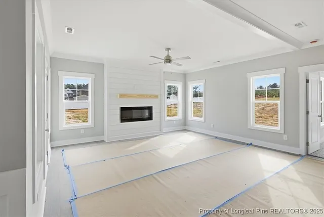 an empty room with windows