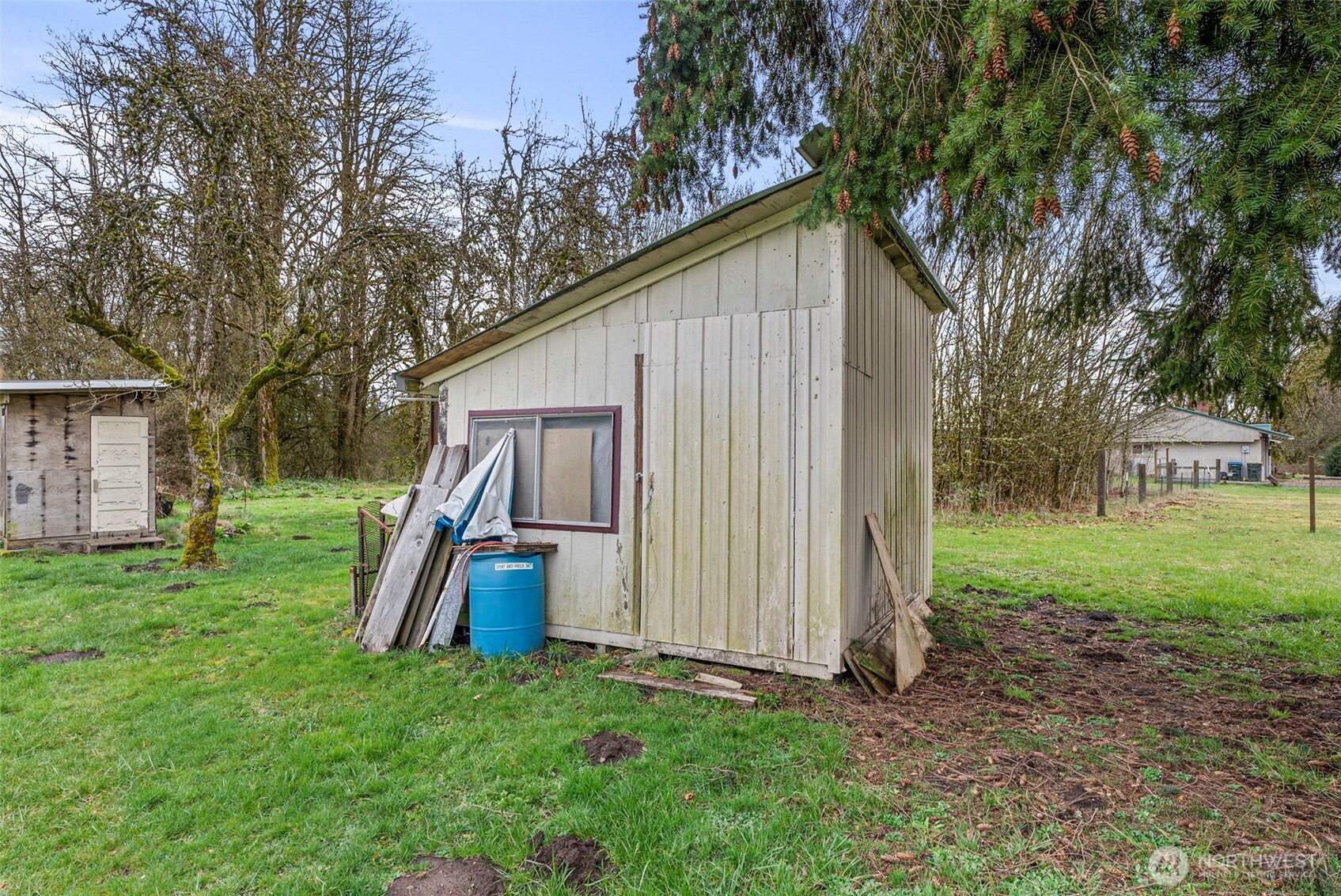 535-543 Knowles Road Winlock, WA 98596 - Photo 31 of 32 a view of backyard with large trees and wooden fence