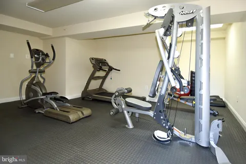 a room with gym equipment