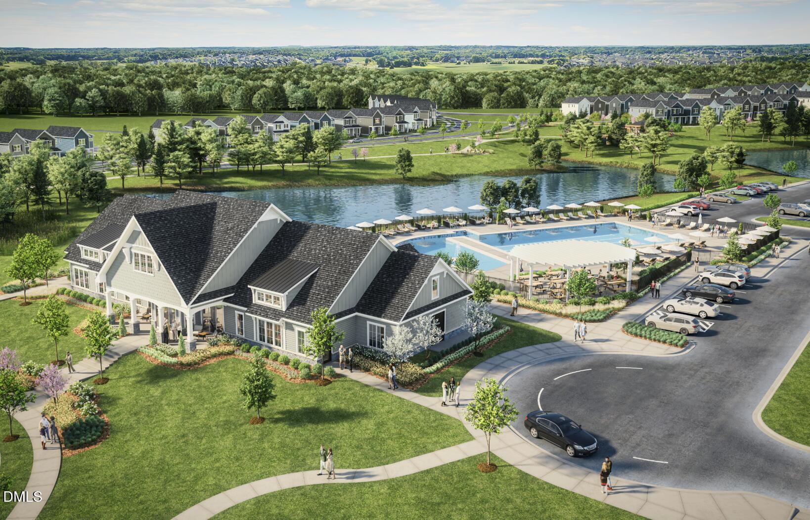 1163 Lamplighter Drive Raleigh, NC 27604 - Photo 15 of 24 an aerial view of a house with a garden and lake view