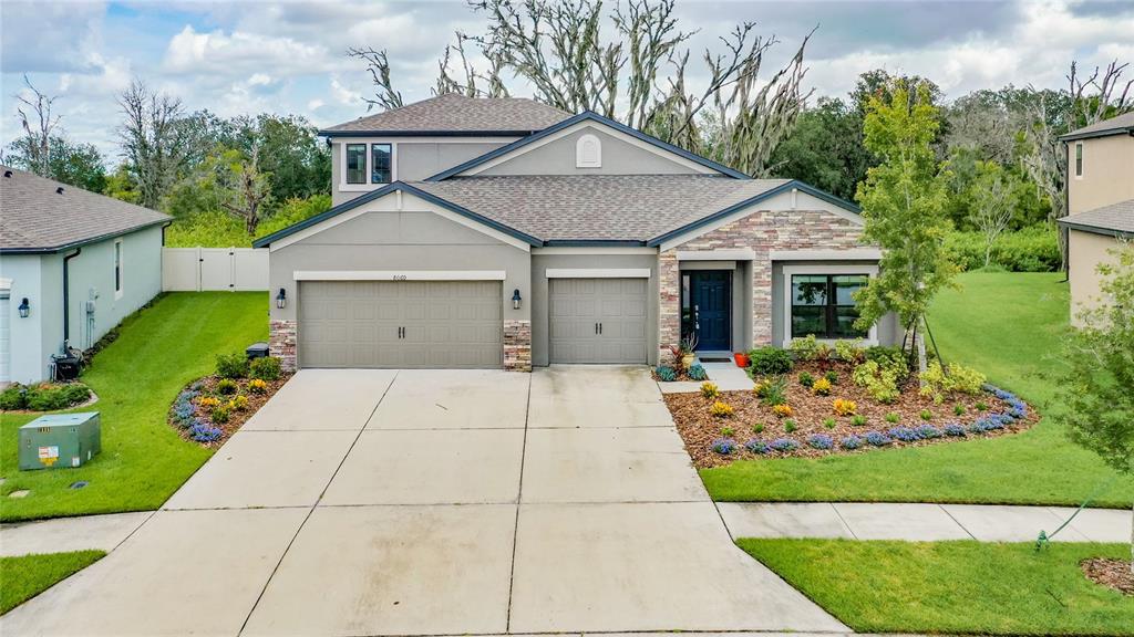 8060 Roma Dune Drive Wesley Chapel, FL 33545 - Photo 1 of 1 a front view of a house with a yard and potted plants