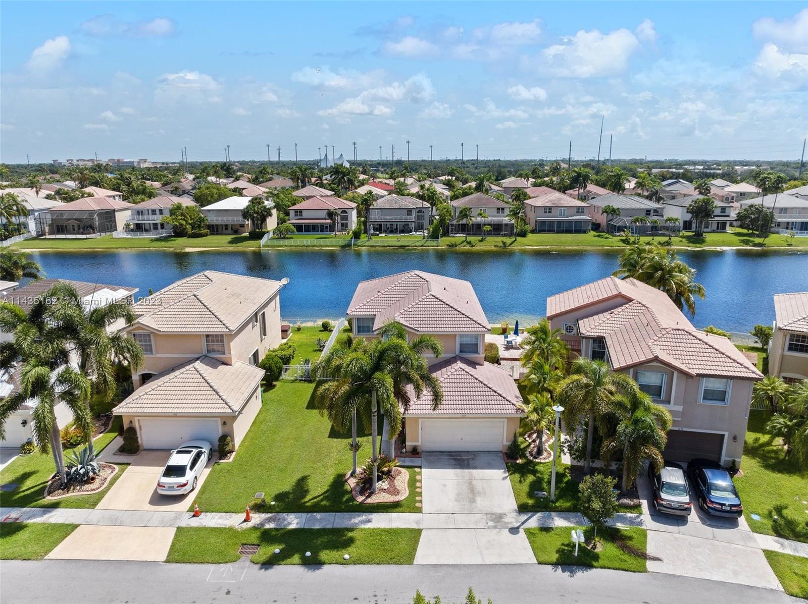3165 Southwest 176th Way Miramar, FL 33029 - Photo 27 of 32 an aerial view of a house with a garden and lake view