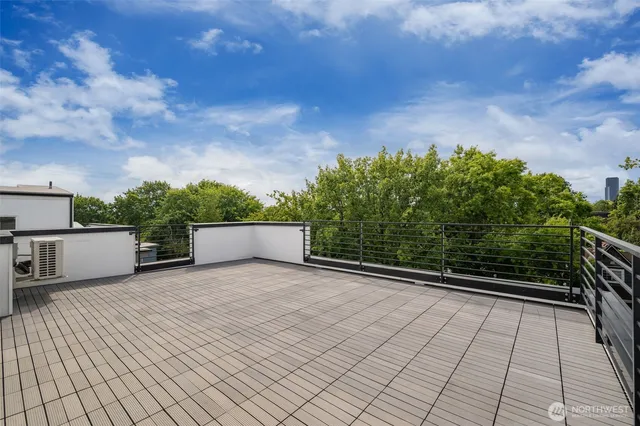 a view of a terrace with sky view