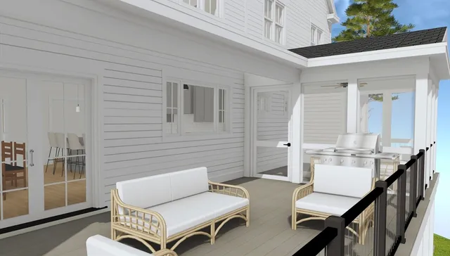 a view of an outdoor seating area