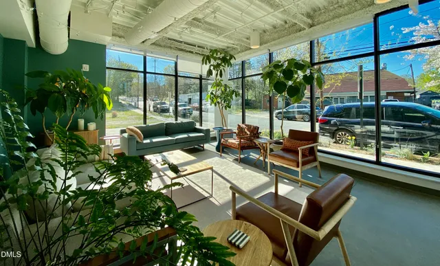 a building outdoor space with patio