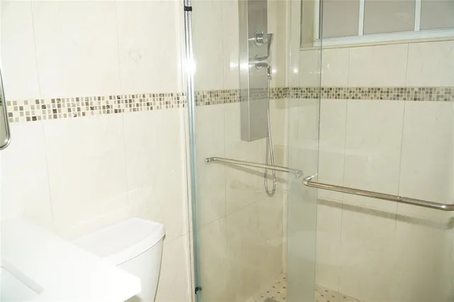 a bathroom with a shower