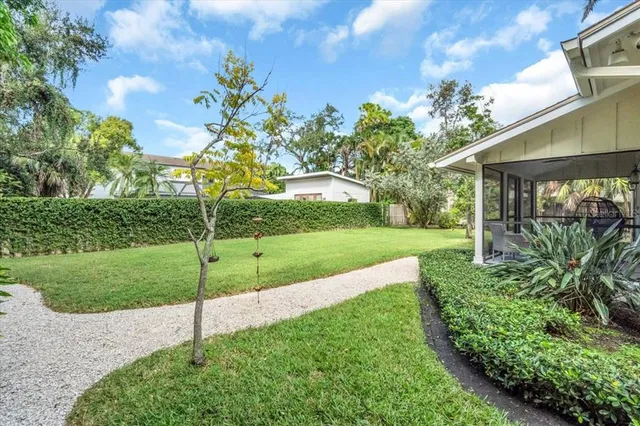 a view of a house with a backyard