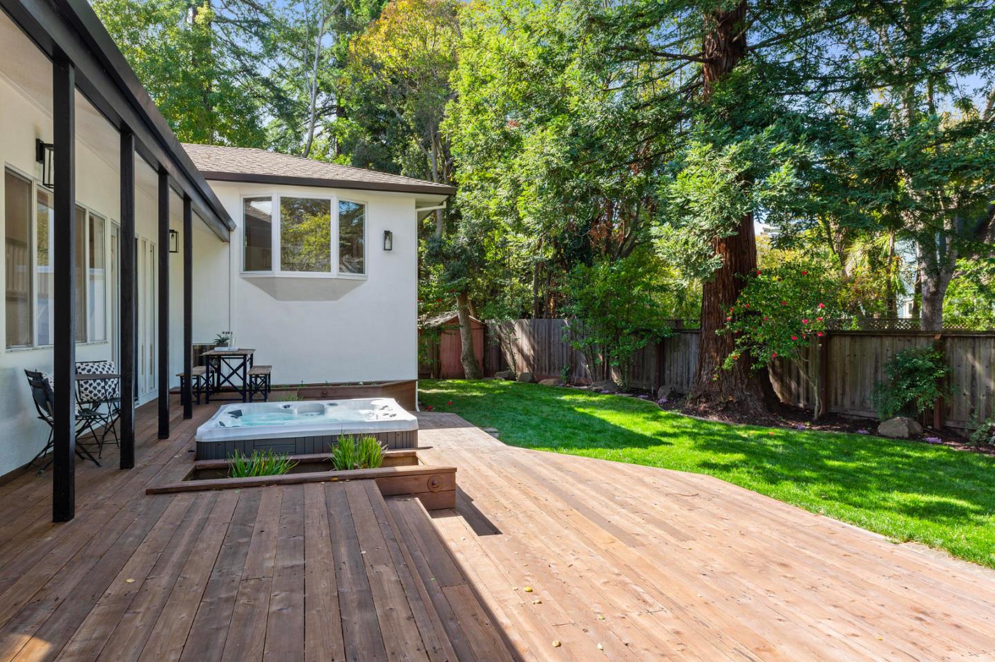 721 Occidental Avenue San Mateo, CA 94402 - Photo 52 of 60 a backyard of a house with wooden floor yard barbeque oven and outdoor seating