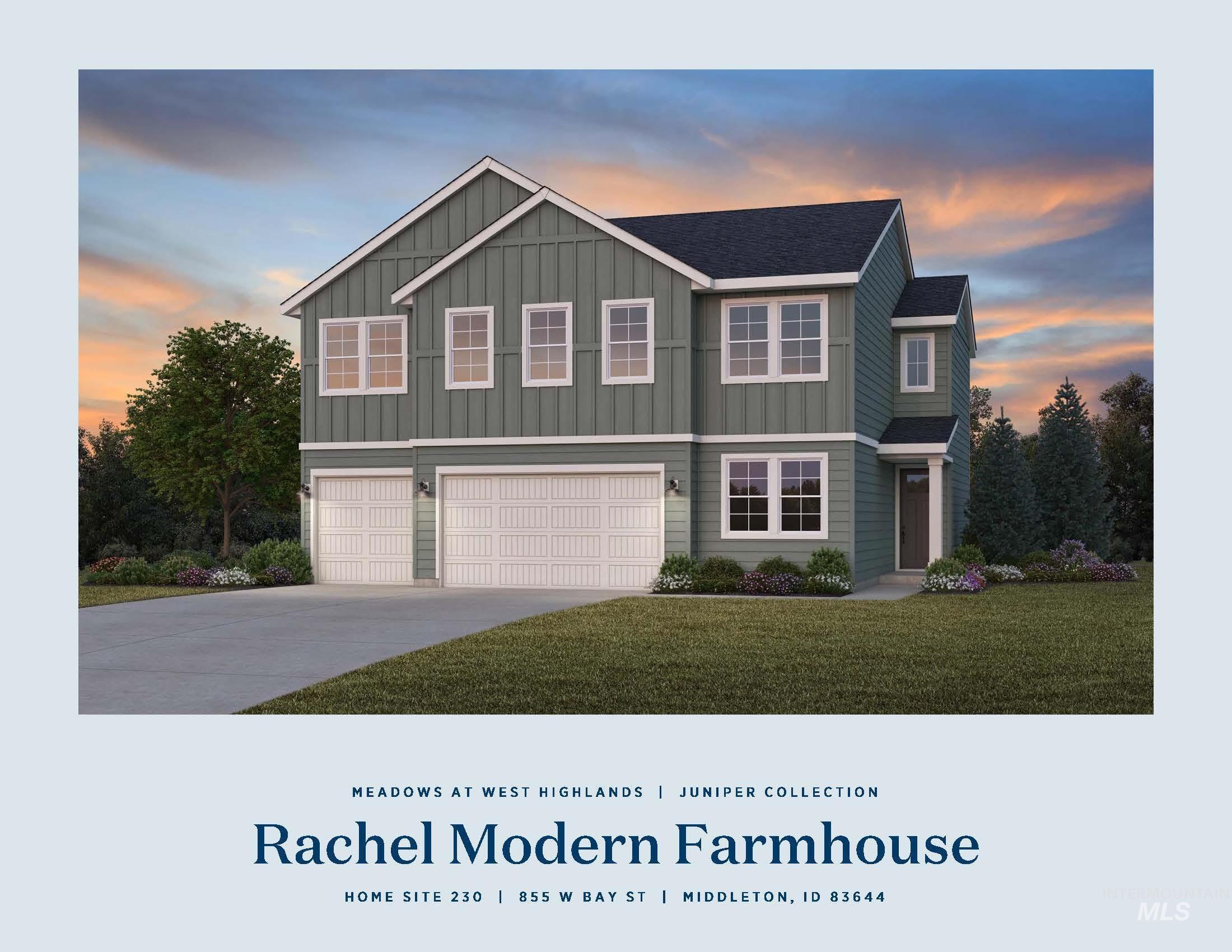 855 West Bay Street Middleton, ID 83644 - Photo 14 of 22 View of front facade featuring a garage, a front yard, concrete driveway, and board and batten siding