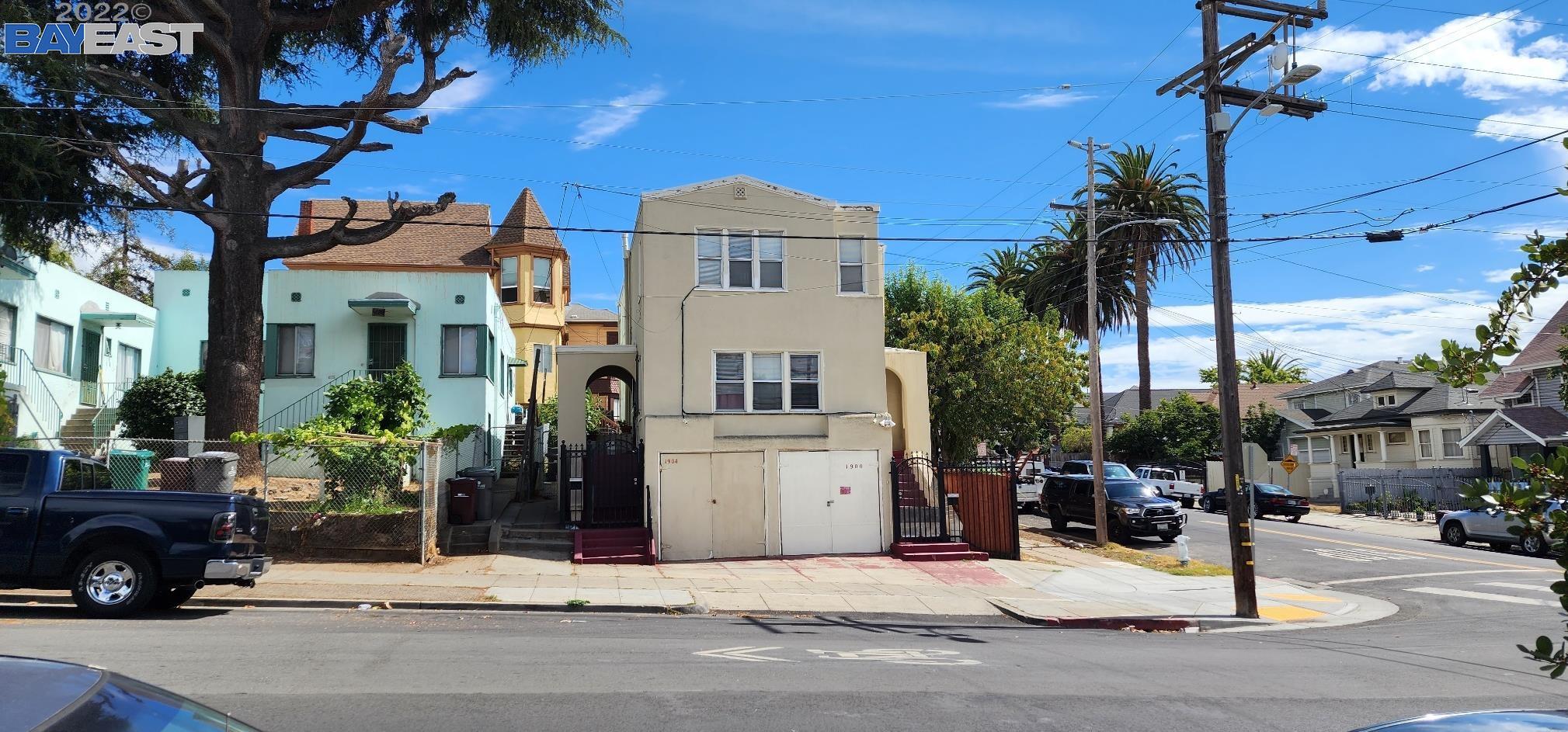 a view of a building with a patio