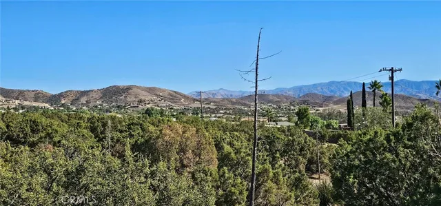 a view of a city with a tree in the background