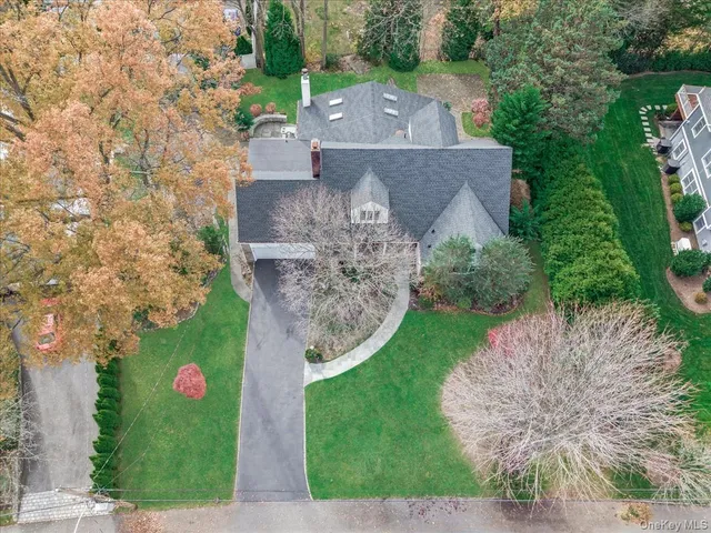 an aerial view of a house