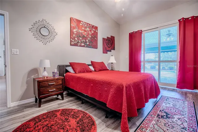 a view of a backyard with a small yard