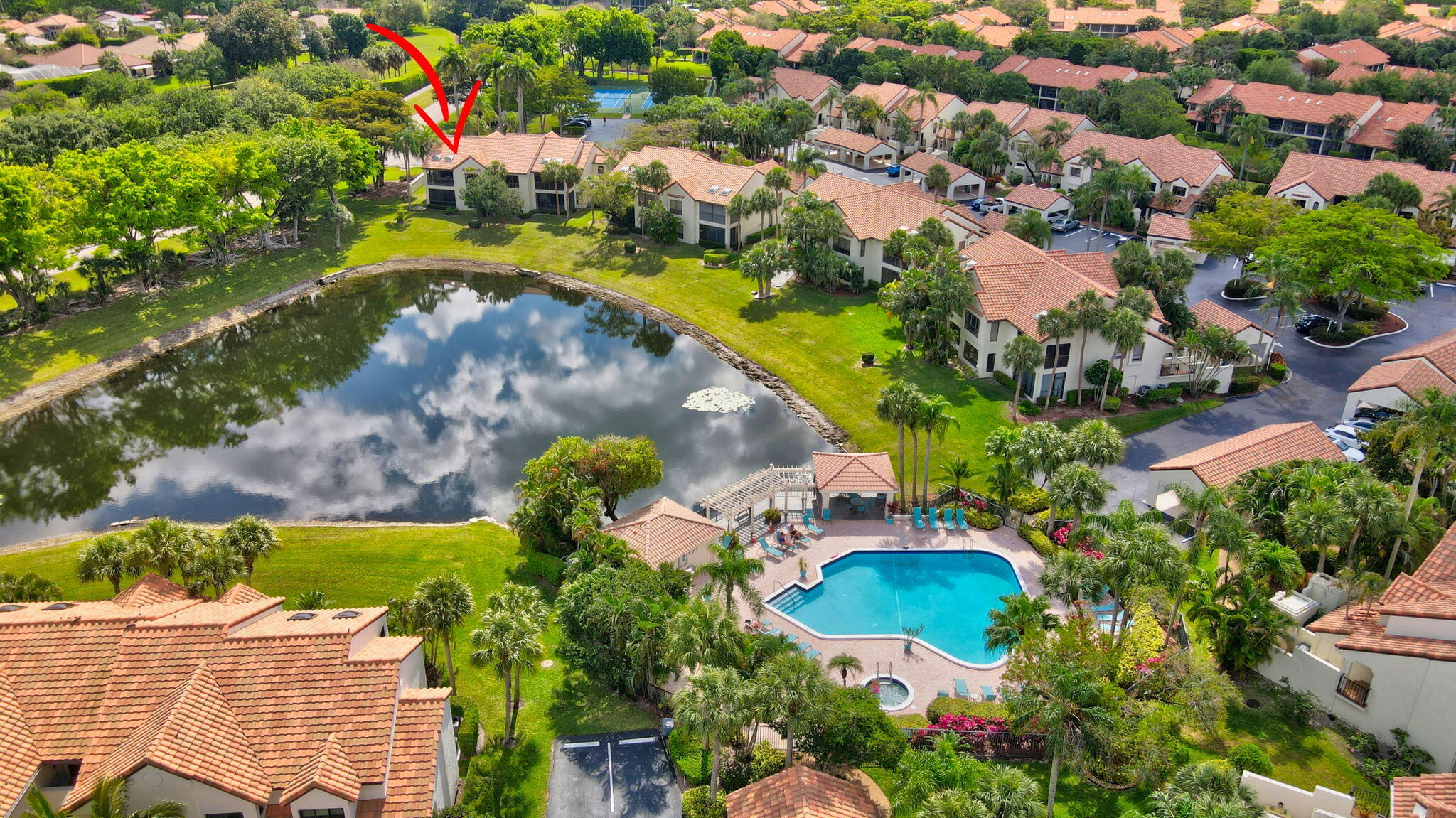 7860 Seville Place, Unit 2204 Boca Raton, FL 33433 - Photo 47 of 79 El Viento Community Pool Aerial