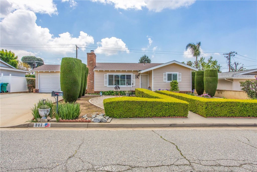 217 Syllmar Circle Calimesa, CA 92320 - Photo 2 of 28 a front view of a house with a garden and plants