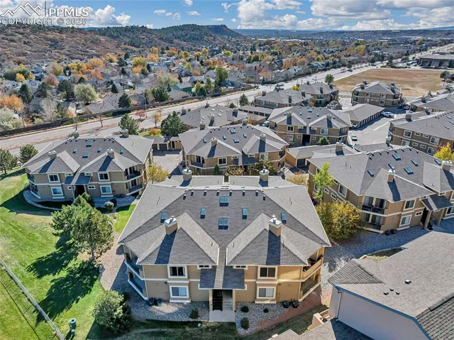 an aerial view of a house
