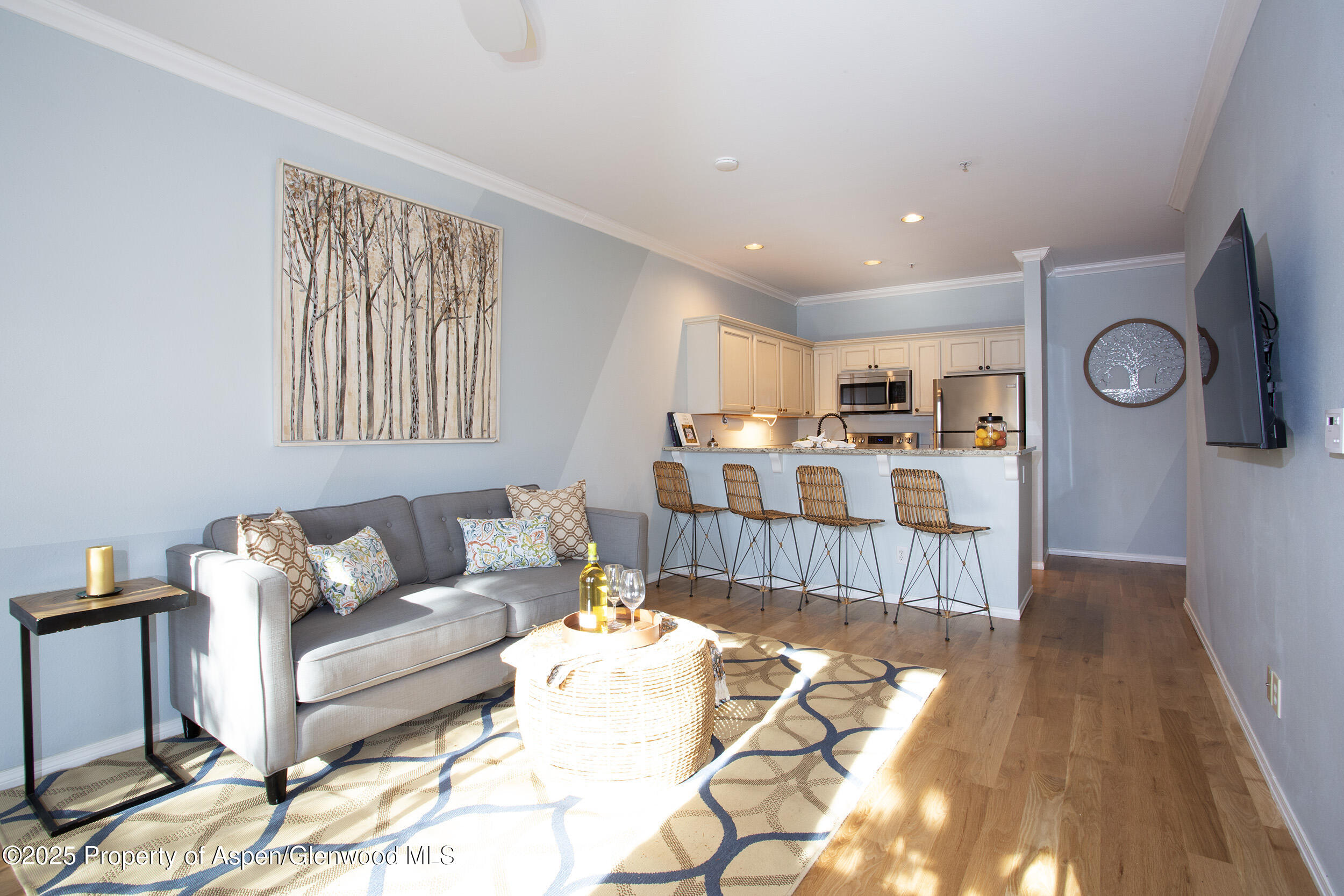 1400 East Valley Road, Unit 212 Basalt, CO 81621 - Photo 4 of 15 a living room with furniture and a wooden floor