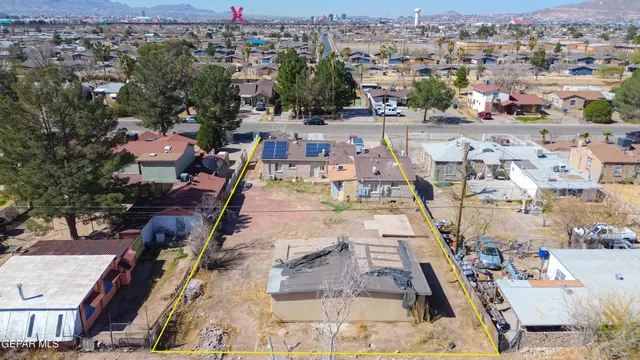 a city view with tall buildings
