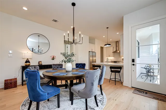 a view of a dining room and livingroom