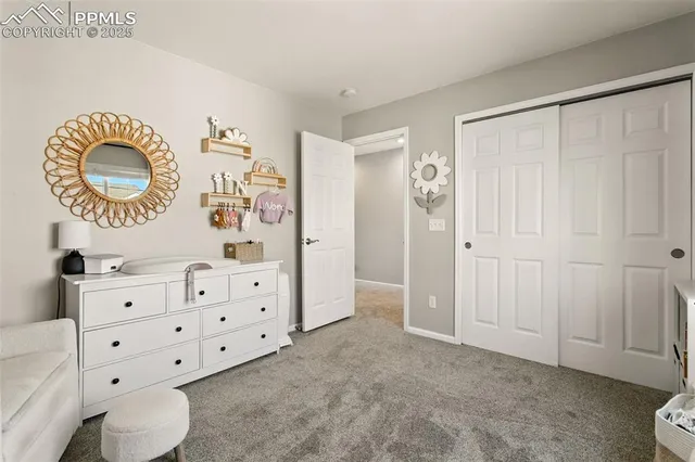 a view of a dresser with mirror