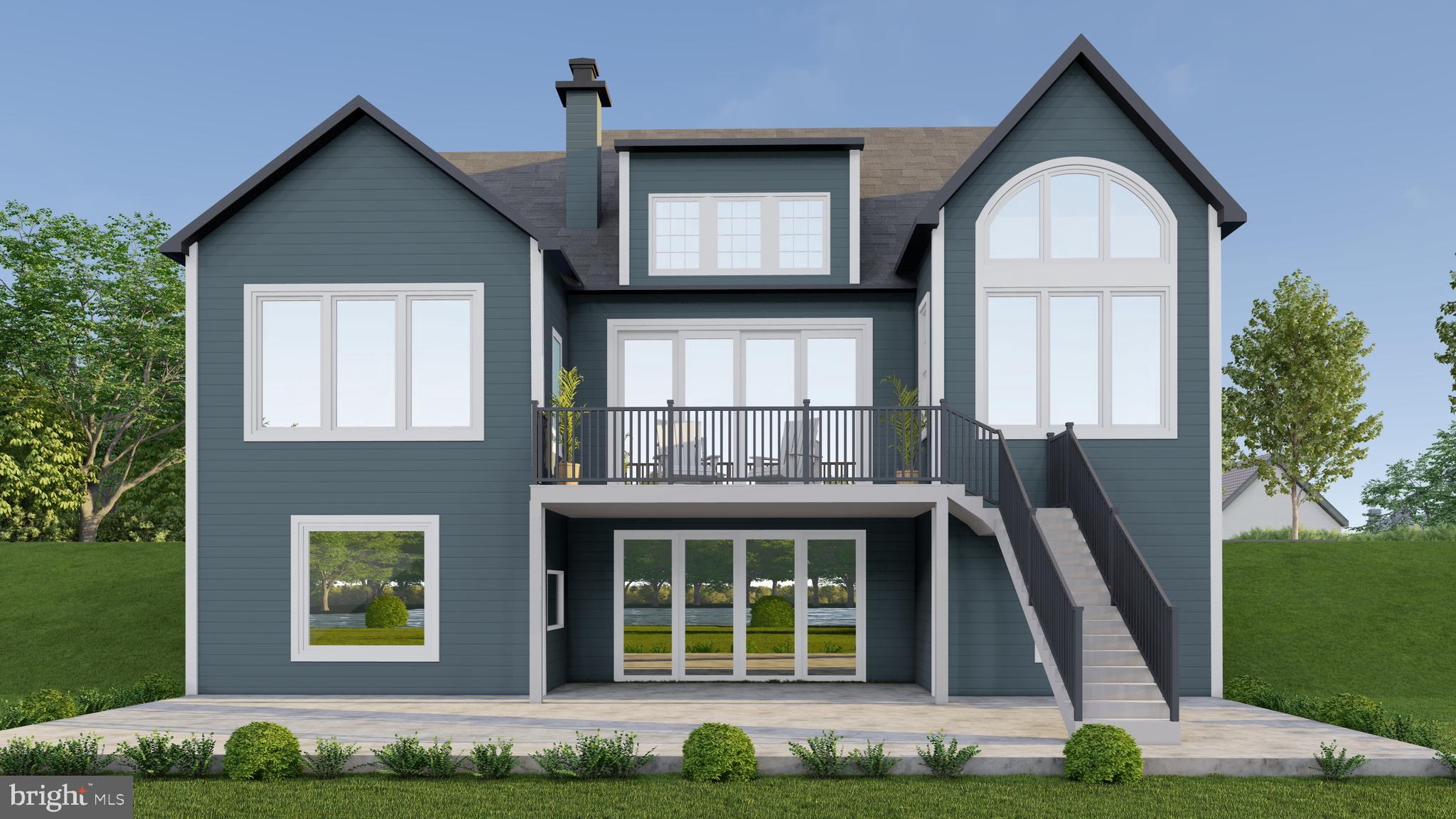 Rear Elevation with 2 story glass walls