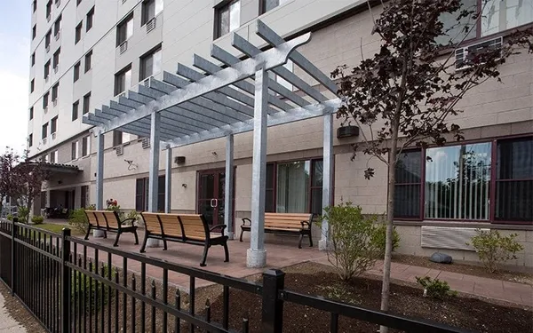 a view of a house with a patio