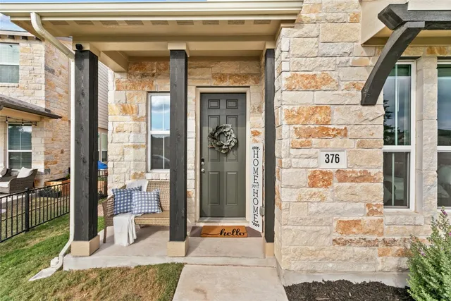 a building with glass door